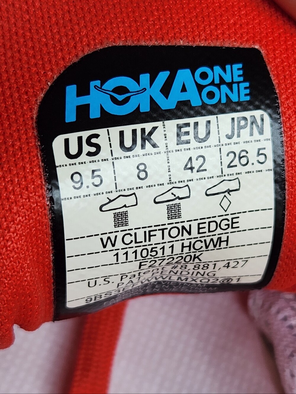 Hoka Clifton Edge Women’s Running Shoe - Coral/White - Picture 14 of 16
